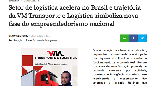 Imagem da capa da noticia sobre a VM Logística